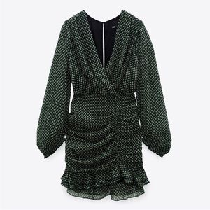 ZARA NWOT Draped dress with metallic thread